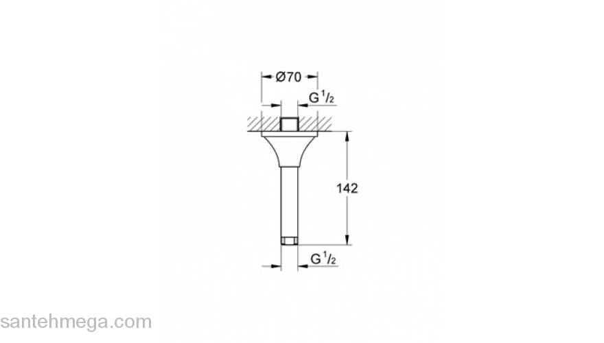 Потолочный душевой кронштейн GROHE Rainshower Grandera 27978000. Фото