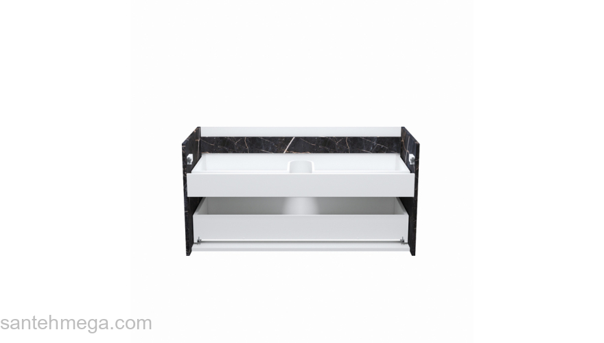 Тумба подвесная 100 см белая/черный мрамор Cloud IDDIS CLO10B0i95  подходит ум. 0131000i28. Фото