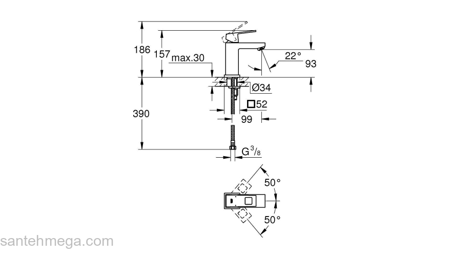 Смеситель для раковины GROHE Eurocube 2313200E. Фото