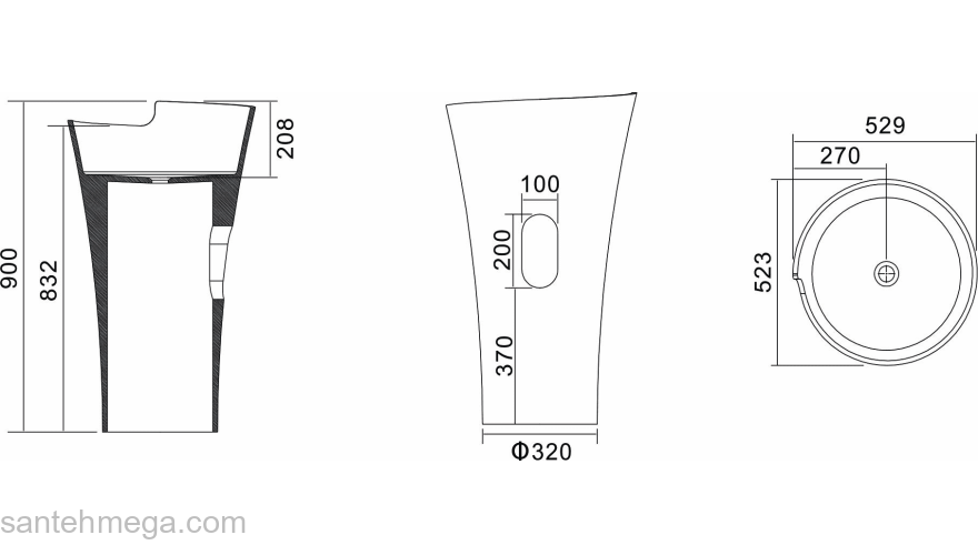 Раковина NS BATH NSF-5290G (глянцевая) 53х53. Фото