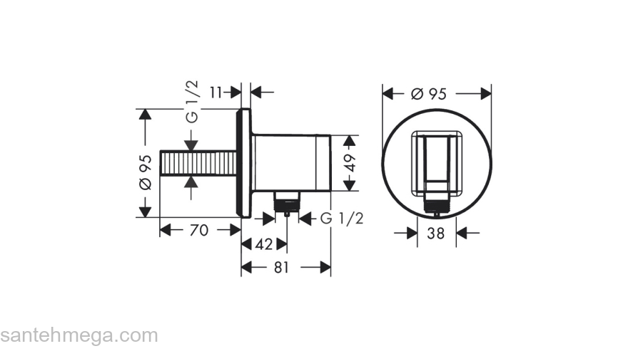 26888700 HANSGROHE  Fixfit S шланговое подсоединение с держателем душа, матовый белый. Фото