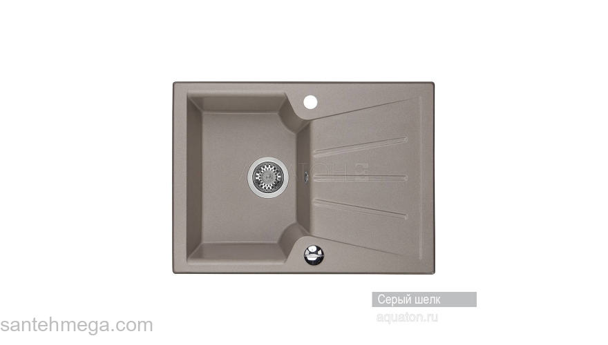 Мойка для кухни Акватон Монца прямоугольная с крылом серый шелк 1A716032MC250. Фото