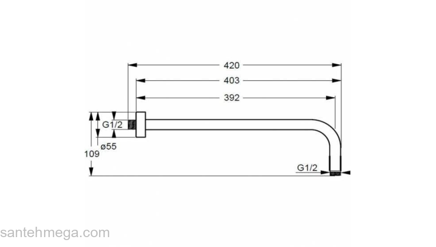 Держатель верхнего душа IDEAL STANDARD IdealRain B9445AA. Фото