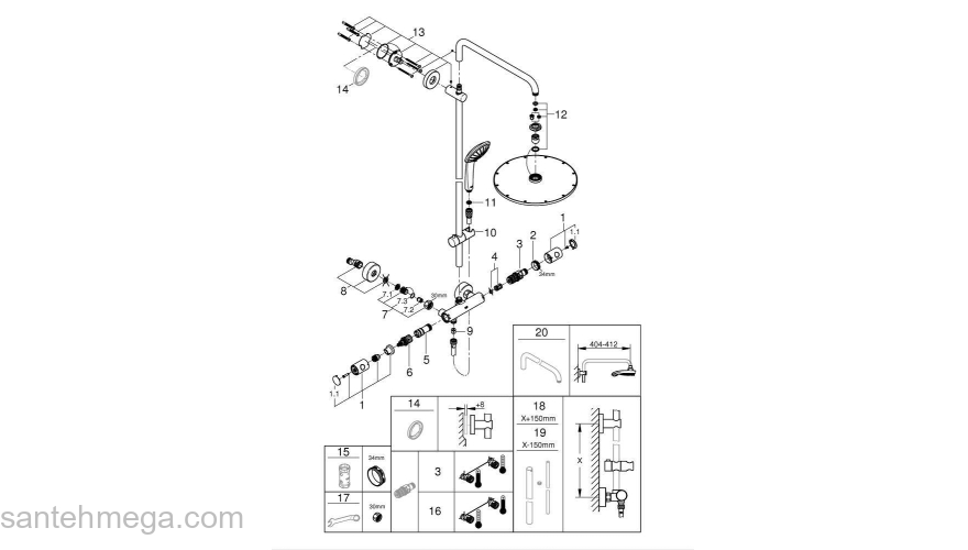 GROHE 26075DC0 Euphoria XXL 310 Душевая система с термостатом для душа. Фото