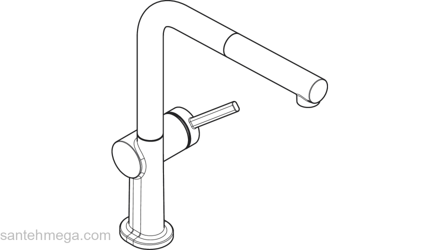 Кухонный смеситель однорычажный, 270, с вытяжным изливом, 1jet Hansgrohe 72808000, хром. Фото