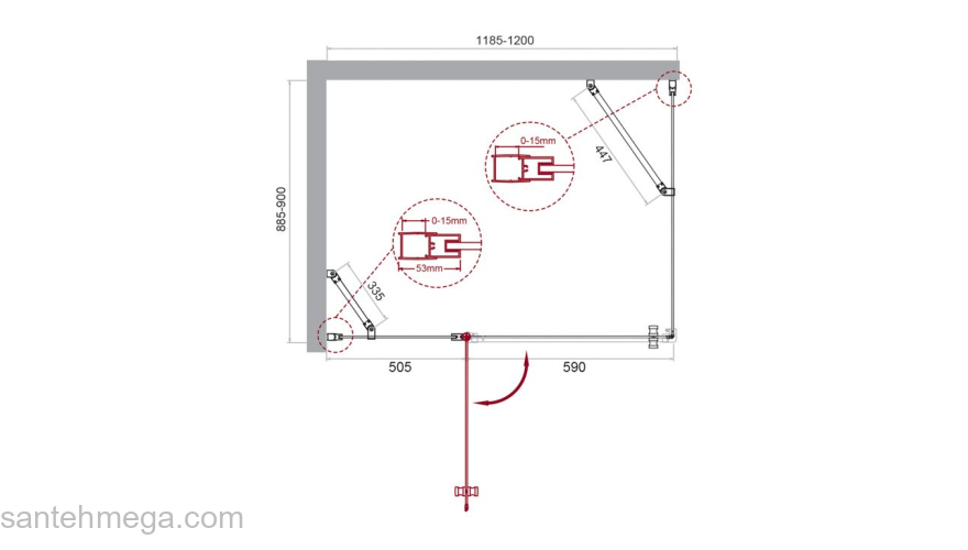 Душевой угол BELBAGNO ETNA-AH-12-120/90-C-Cr. Фото