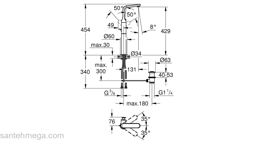 Смеситель для раковины GROHE Veris 32191000. Фото