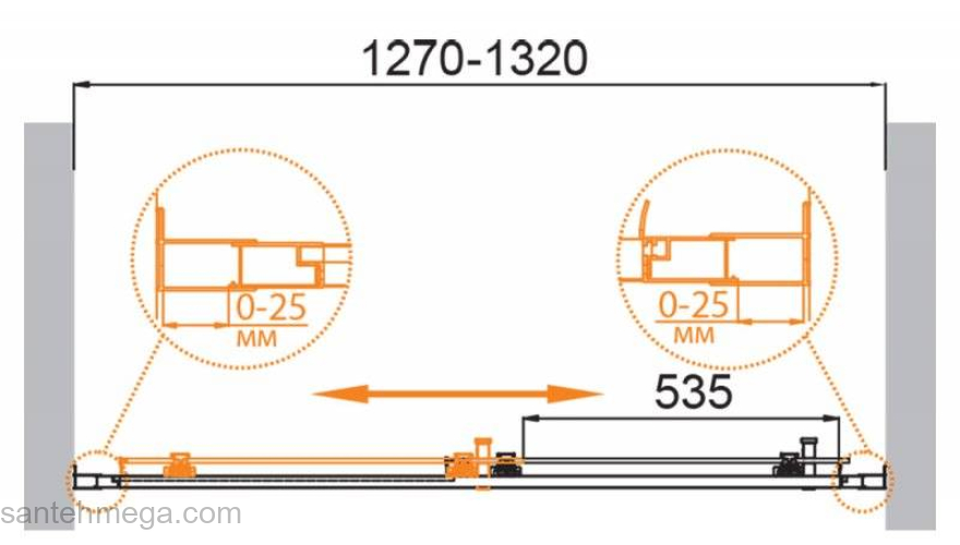 Душевая дверь CEZARES Molveno MOLVENO-BF-1-130-P-Cr. Фото