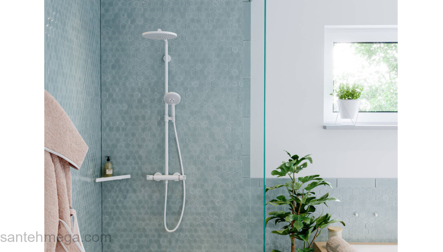 Угловая корзинка AddStoris Hansgrohe 41741700, матовый белый для ванной комнаты. Фото