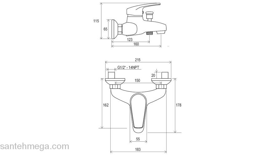 Cмеситель для ванны RAVAK Neo X070017. Фото