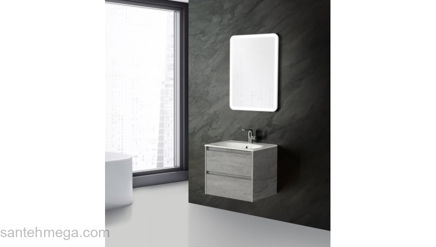 Тумба под раковину подвесная BELBAGNO KRAFT-900-2C-SO-CG Cemento Grigio. Фото