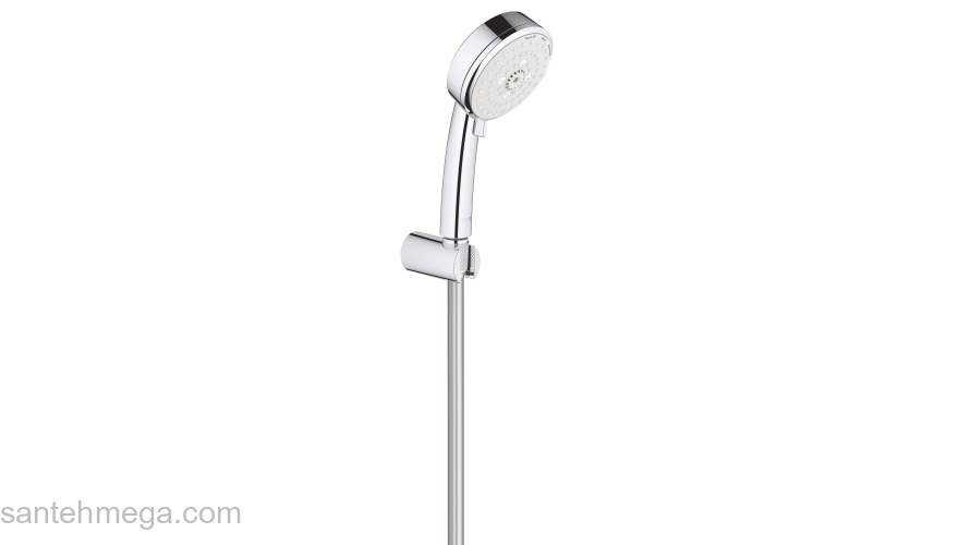 GROHE 27588002 Tempesta Cosmopolitan Cosmopolitan 100 Душевой набор III (круглый ручной душ, настенный держатель, шланг 1500 мм), 9,5 л/мин, хром. Фото