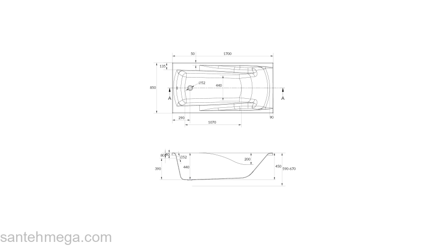 CERSANIT Акриловая ванна ZEN 170 WP-ZEN*170. Фото