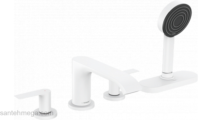 Vivenis Смеситель на край ванны, на 4 отверстия, с sBox 75444700, матовый белый. Фото