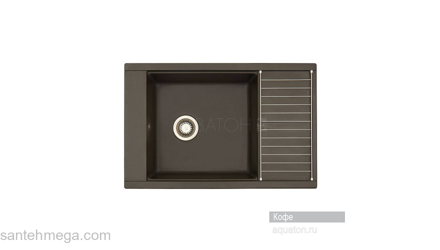 Мойка для кухни Акватон Делия 78 прямоугольная с крылом кофе 1A715132DE280. Фото