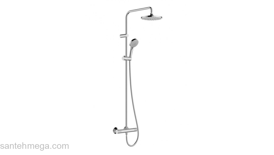 Душевая система Showerpipe 230 1jet с термостатом Hansgrohe Vernis Shape Green 26318000 хром. Фото