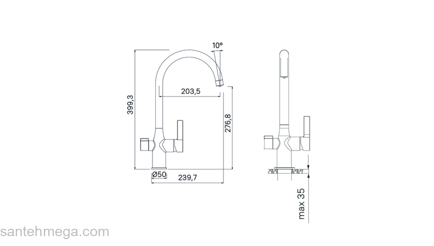 Смеситель для кухни с каналом для фильтрованной воды матовое золото Pure IDDIS PURMGFJi05. Фото