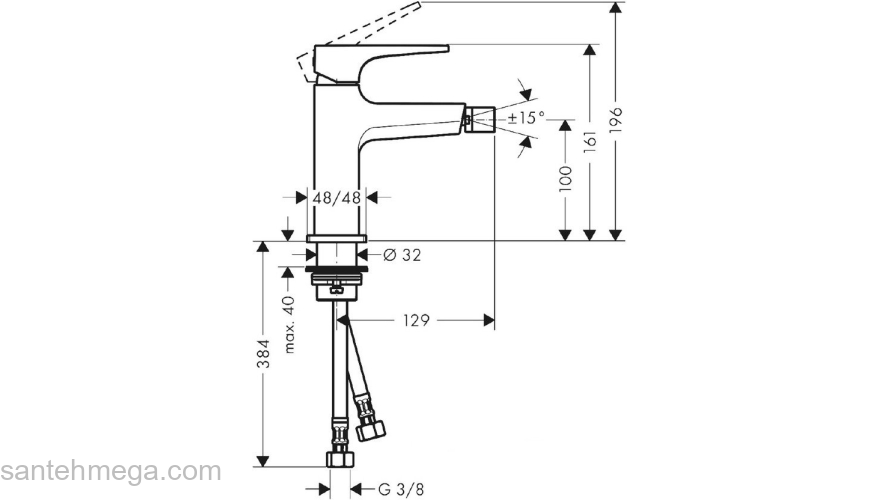 Смеситель для биде со сливным клапан Push-Open Hansgrohe Metropol 32520990 золото. Фото