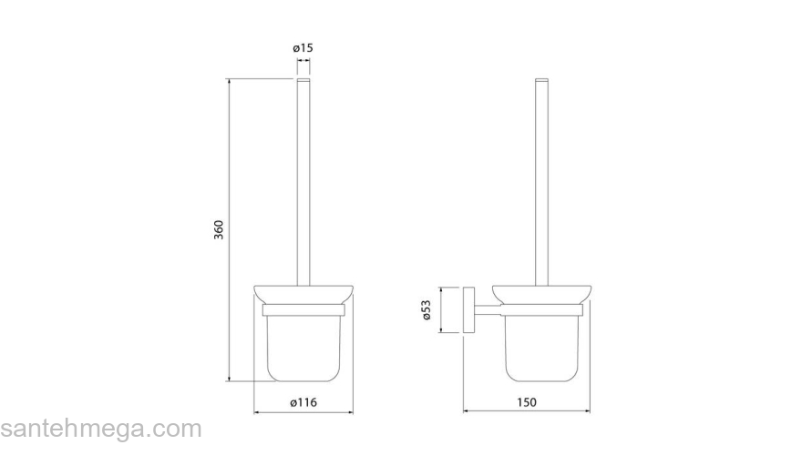 Ерш матовое стекло сплав металлов Sena IDDIS SENSSG0i47 для ванной комнаты. Фото