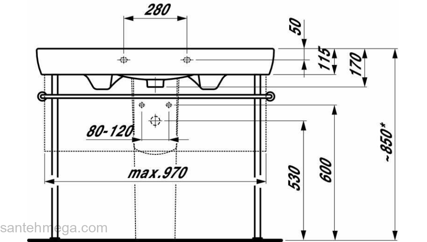 Раковина подвесная LAUFEN Pro 105х48 8.1395.8.000.104.1. Фото