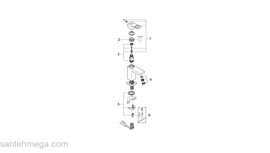 Смеситель для раковины GROHE Eurocube 2313200E. Фото