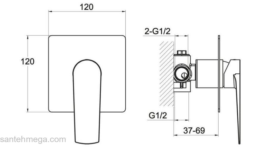 Смеситель для душа встраиваемый BELBAGNO Carie CAR-BDM-CRM. Фото