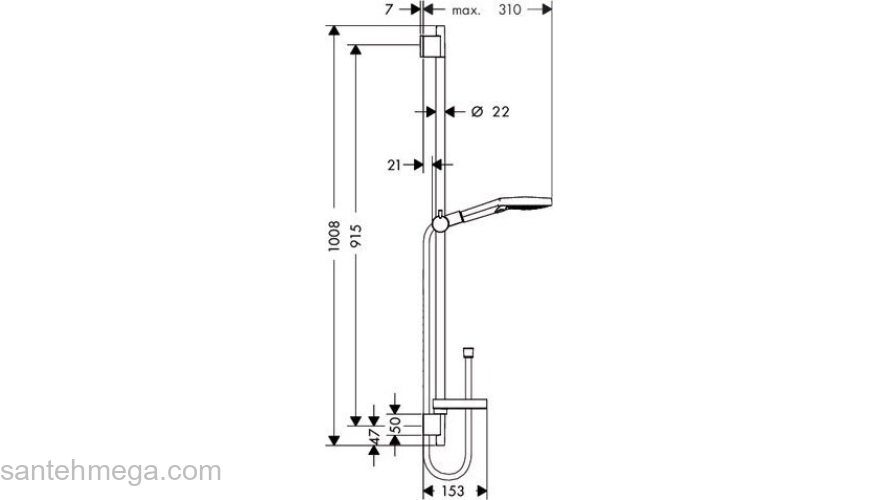 Душевой гарнитур Hansgrohe Raindance Select 120 Unica Set 90см белый/хром 26631400. Фото