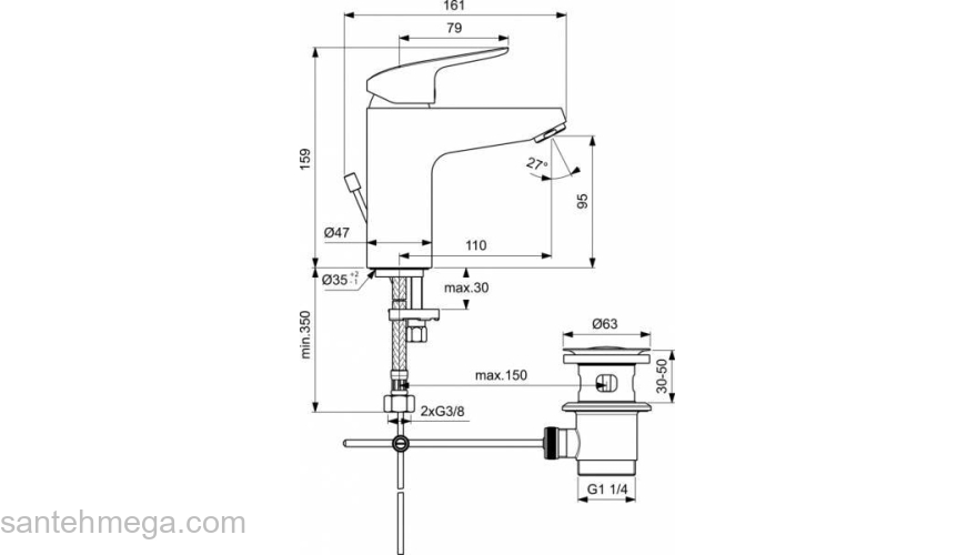 Смеситель для раковины IDEAL STANDARD Ceraflex B1712AA. Фото