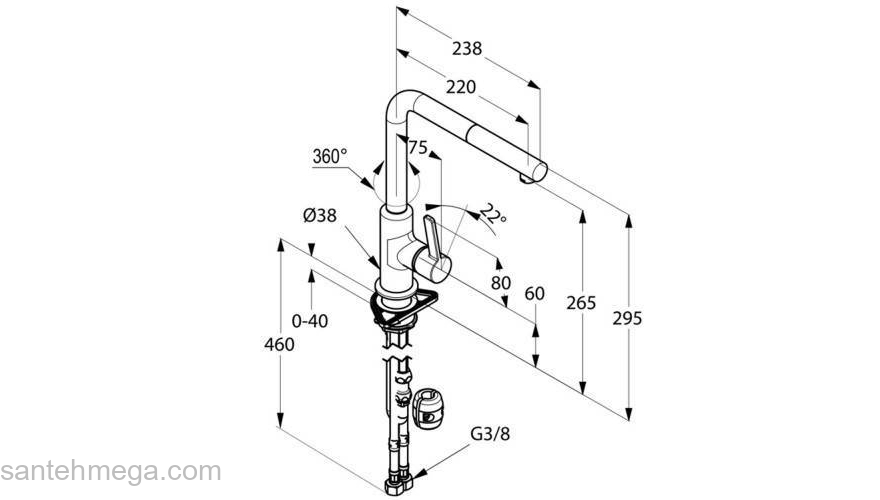 Смеситель для кухни KLUDI L-Ine 408510575. Фото