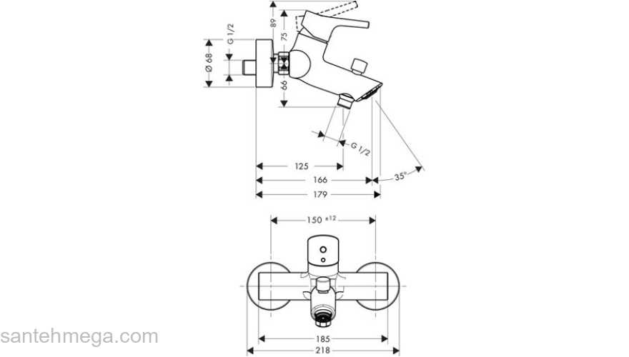 Смеситель для ванны Hansgrohe Talis S 72400000. Фото