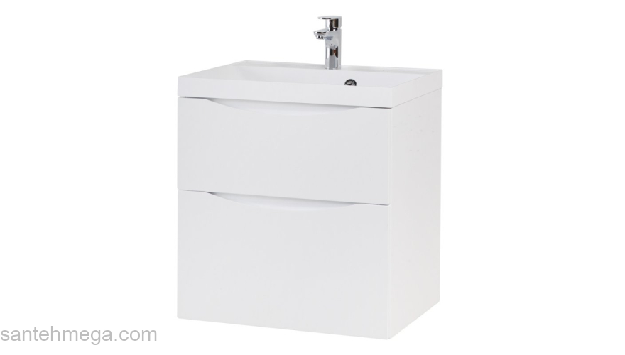 Тумба под раковину подвесная BELBAGNO MARINO-H60-600-2C-SO-BL-P Bianco Lucido. Фото