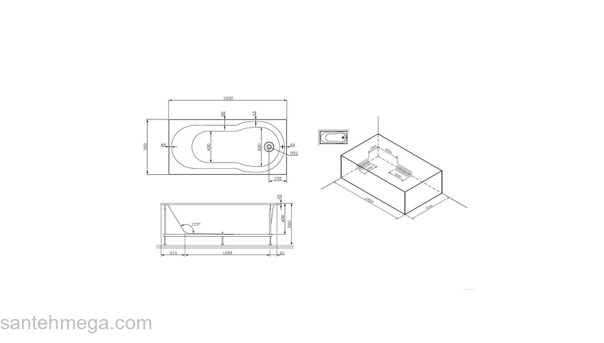 Ванна акриловая 150х70 см AM.PM X-Joy W88A-150-070W-A. Фото