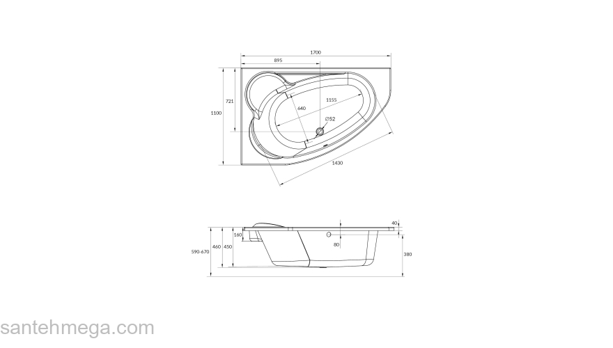 CERSANIT Акриловая ванна KALIOPE 170 левая WA-KALIOPE*170-L. Фото