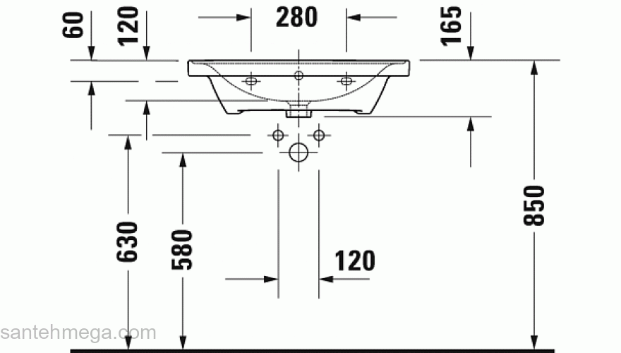 Раковина встраиваемая DURAVIT D-Neo 60х48 2367650000. Фото