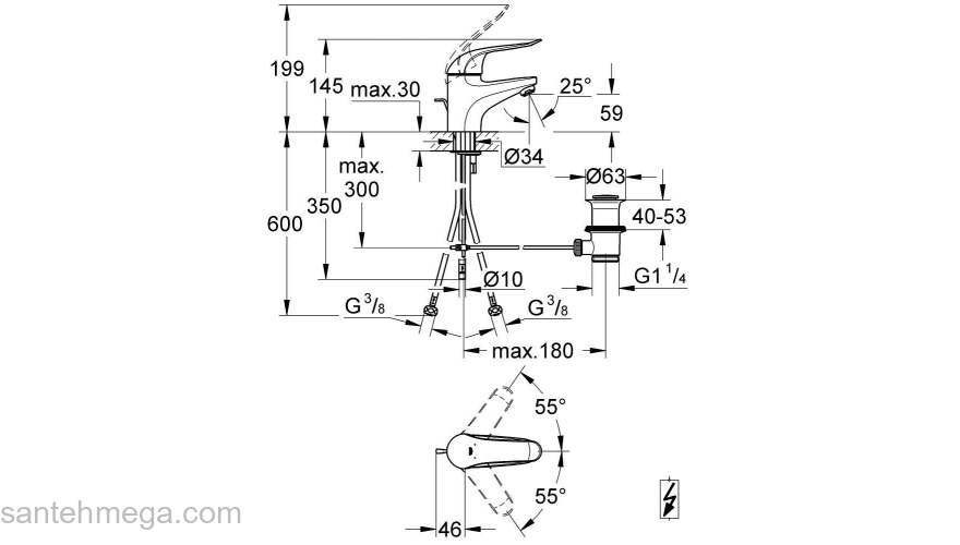 Смеситель для раковины GROHE Euroeco Special 32764000. Фото