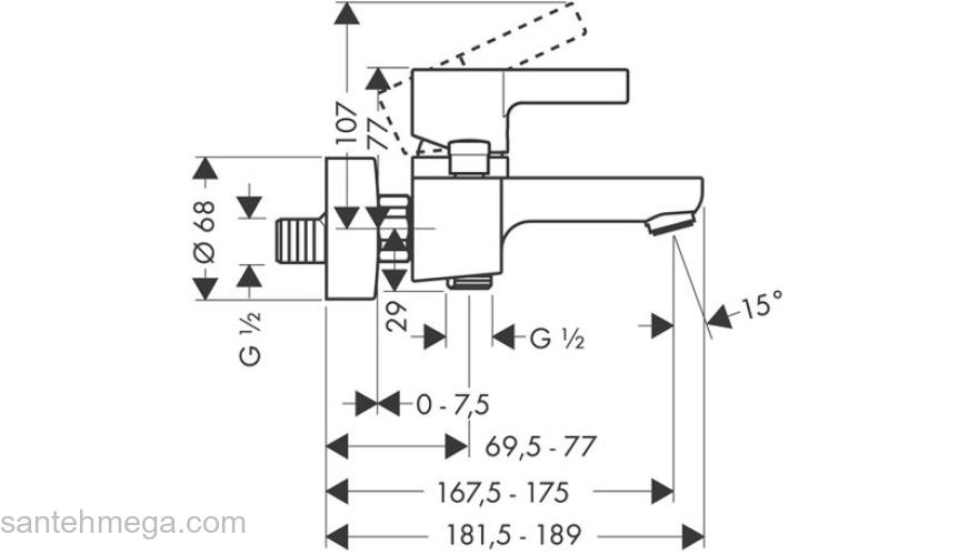 Смеситель для ванны Hansgrohe Metris S 31460000. Фото