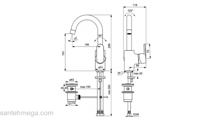 Смеситель для раковины IDEAL STANDARD Vito B0410AA. Фото