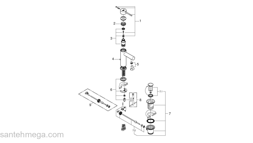 GROHE 23379001 Essence+ Смеситель для раковины, S-size. Фото