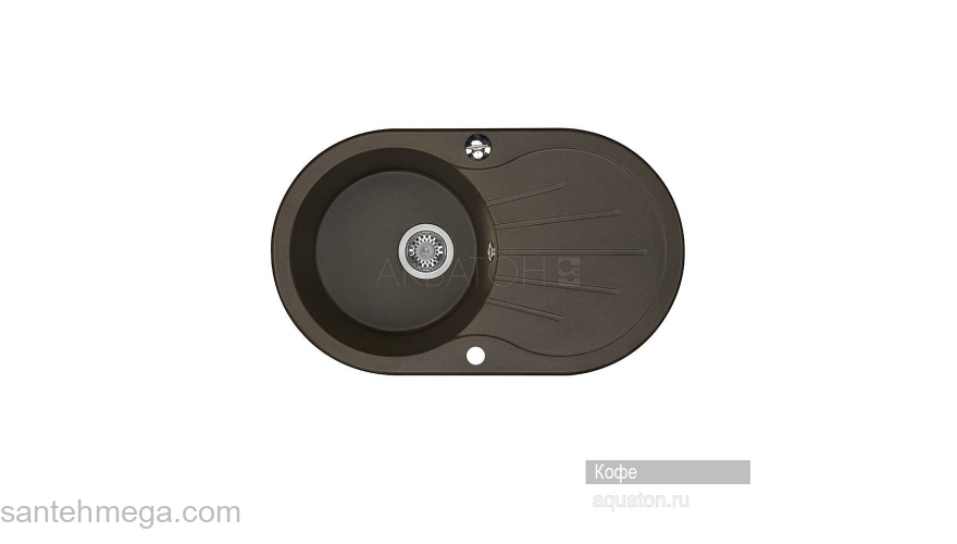 Мойка для кухни Акватон Паола круглая с крылом кофе 1A714032PA280. Фото