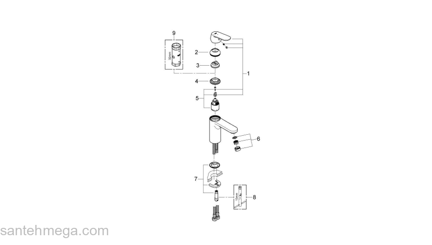 Смеситель для раковины GROHE Eurosmart Cosmopolitan 2339800E. Фото