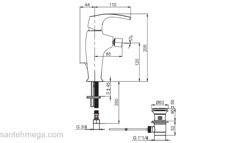 Смеситель для биде JACOB DELAFON Symbol E73680-CP. Фото