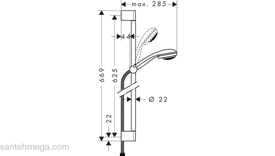 Душевой гарнитур Hansgrohe Crometta 85 мulti/Unica’Crometta 65cm 27767000. Фото