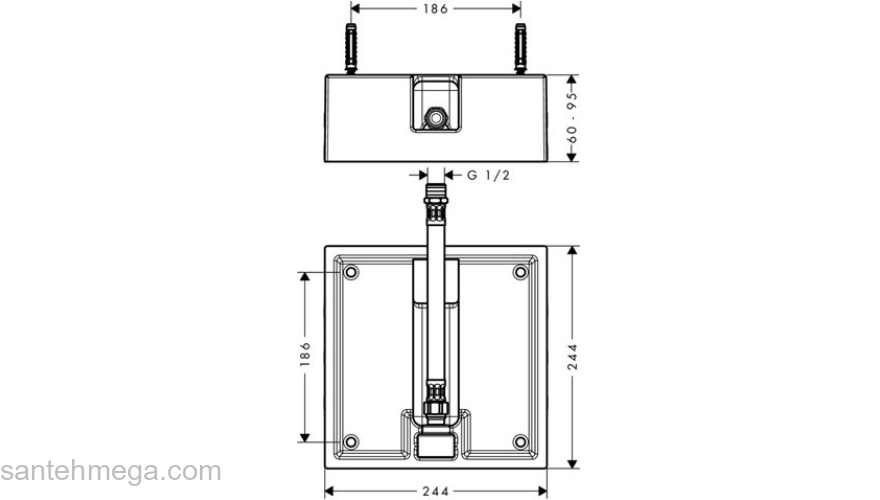 Скрытая часть верхнего душа Hansgrohe Raindance Air 26471180. Фото