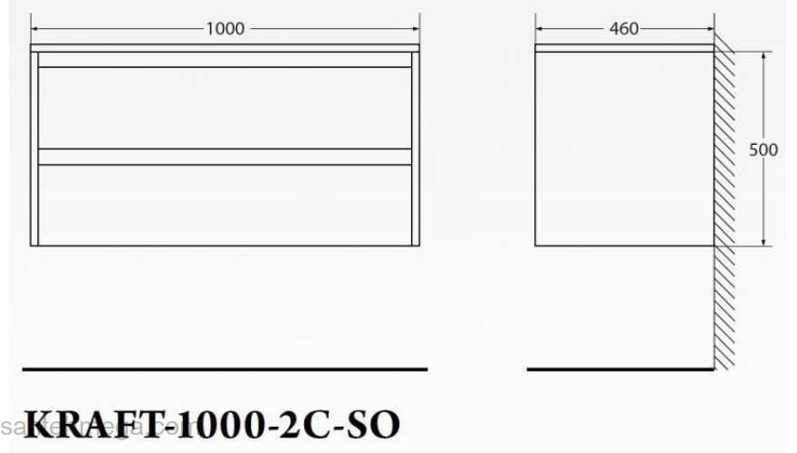 Тумба под раковину подвесная BELBAGNO KRAFT-1000-2C-SO-CG Cemento Grigio. Фото