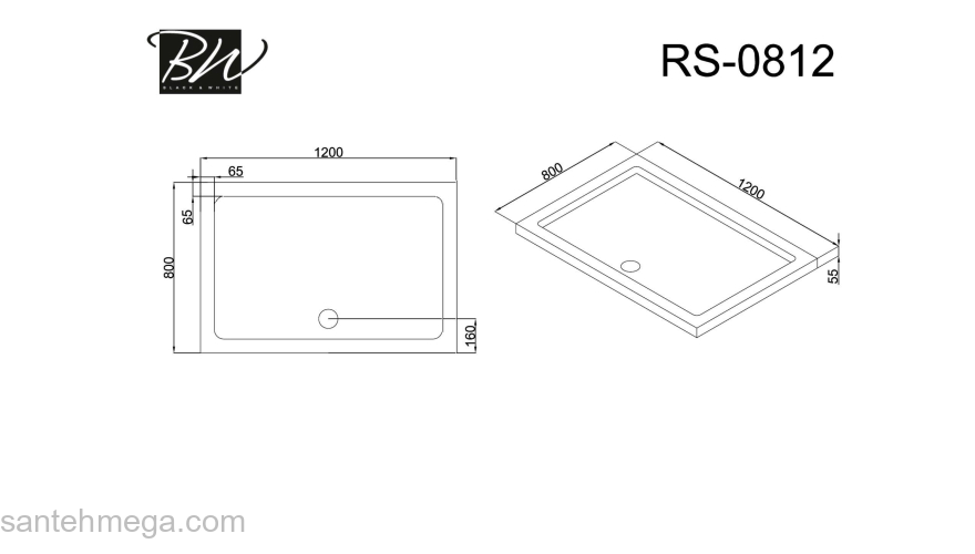 Душевой поддон BLACK & WHITE Stellar Wind RS-0812. Фото