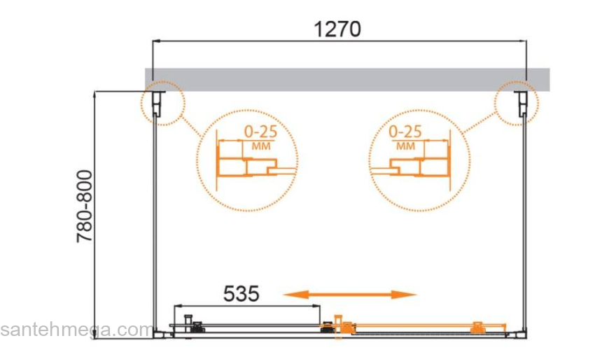 Душевой угол CEZARES Molveno MOLVENO-AH-12-130/80-C-Cr-IV. Фото