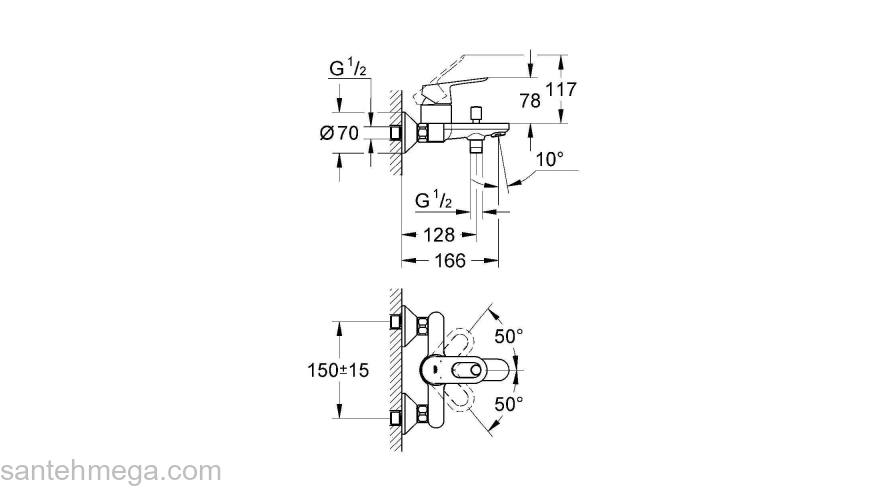 Смеситель для ванны GROHE BauLoop 23341000. Фото