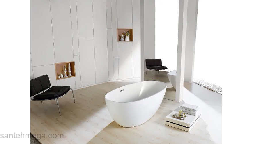 Ванна акриловая Azario LEEDS 1685х840х580, свободностоящая, в комплекте с сифоном и металлической рамой LEE17085. Фото