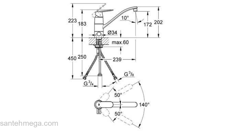 Смеситель для мойки GROHE Eurosmart Cosmopolitan 31161000. Фото