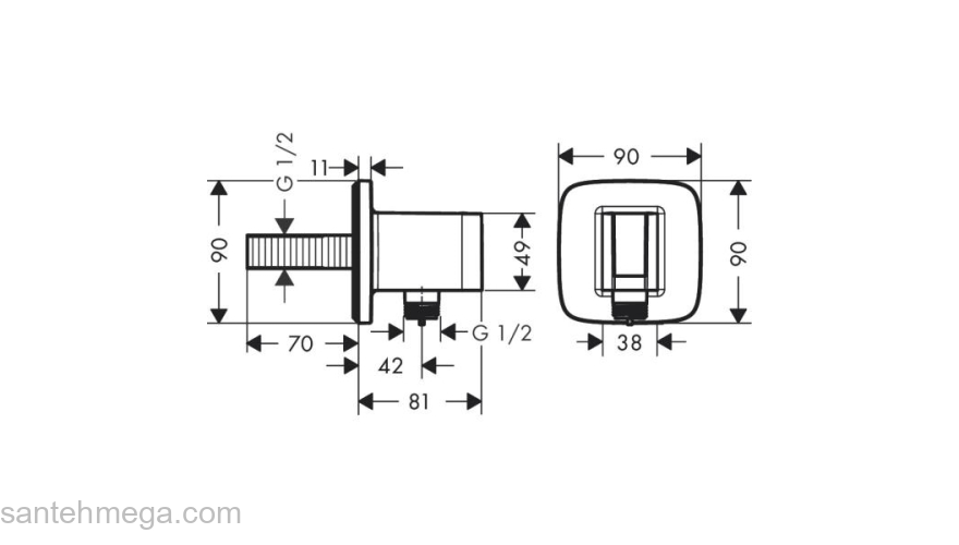 26887000 HANSGROHE  Fixfit Q шланговое подсоединение. Фото